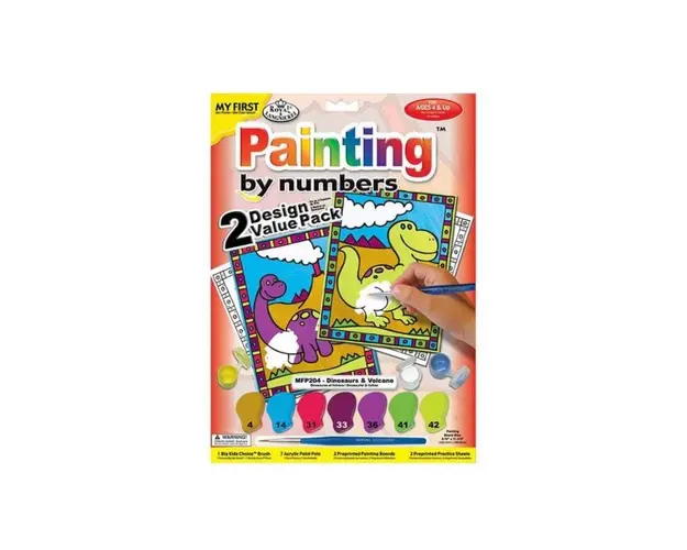 Primele mele 2 picturi pe numere Royal Brush Junior Dinozauri si Vulcani 23x30 cm