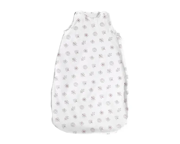 Sac de dormit de vara bebe 85 cm alb cu frunze