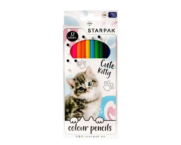 Set 12 creioane colorate Starpak Kittie Cuties