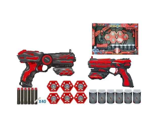 Set 2 blastere cu 40 proiectile si tinte Ocie Red Guns