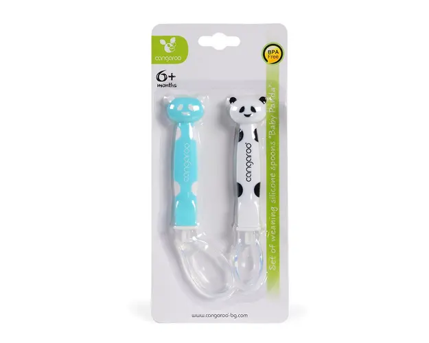 Set 2 linguri din silicon Cangaroo Panda pink, blue