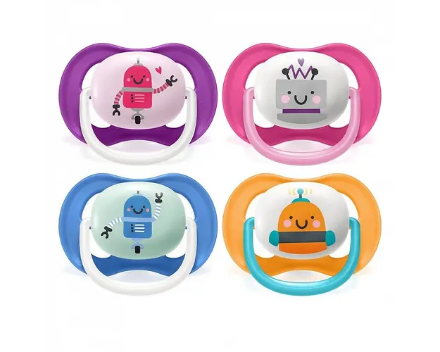 Set 2 suzete Avent din silicon Ultra Air Happy Mix 6-18 luni