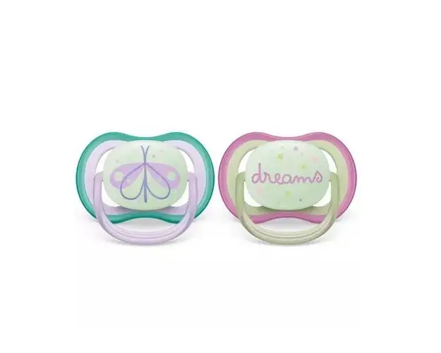 Set 2 suzete Avent din silicon Ultra Air Night Butterfly Dreams Purple 0-6 luni