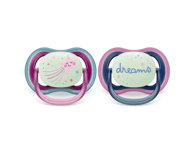 Set 2 suzete Avent din silicon Ultra Air Night Star Dreams 6-18 luni