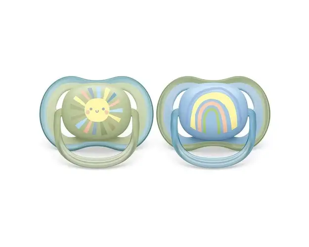 Set 2 suzete Avent din silicon Ultra Air Sun Rainbow Blue 0-6 luni