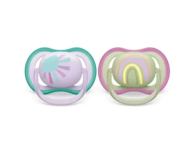 Set 2 suzete Avent din silicon Ultra Air Sun Rainbow Purple 0-6 luni