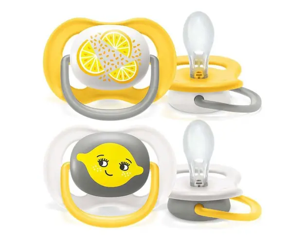 Set 2 suzete silicon Avent Ultra Air 6-18 luni Lemons