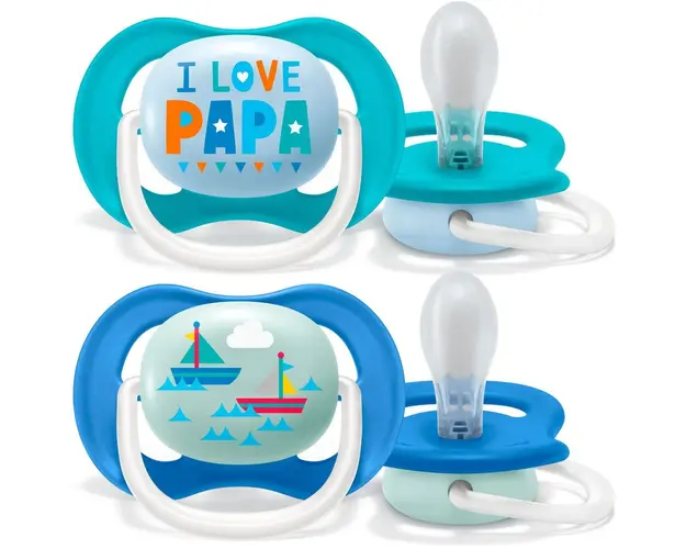 Set 2 suzete silicon Avent Ultra Air Happy Boy 6-18 luni