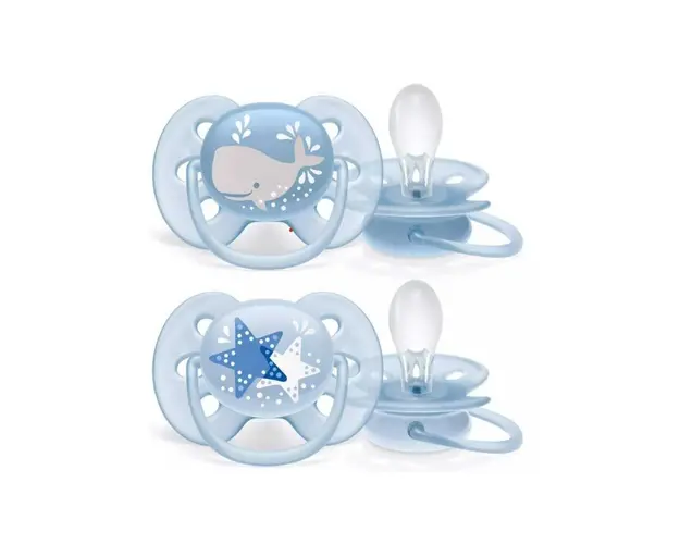 Set 2 suzete silicon Avent Ultra Soft Boy 6-18 luni