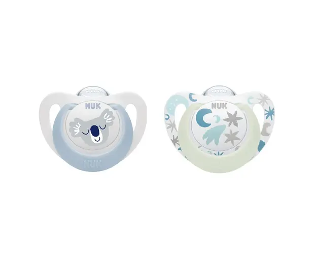 Set 2 suzete silicon glow in the dark Nuk Star Night 0-6 luni Boy