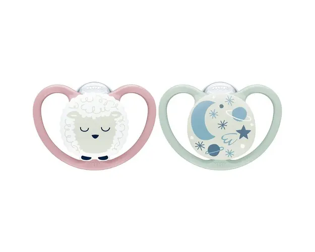 Set 2 suzete silicon NUK Space Night 18-36 luni Oaie