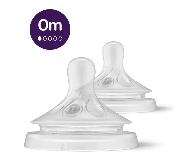 Set 2 tetine din silicon Avent Natural Response 3.0 0+ Debit 1