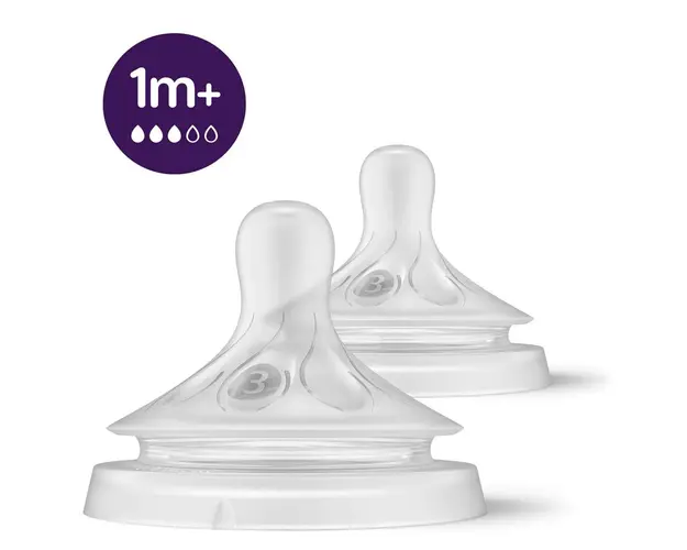 Set 2 tetine din silicon Avent Natural Response 3.0 1+ Debit 3