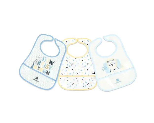Set 3 bavete cu buzunar Kikka Boo Arty Albastra