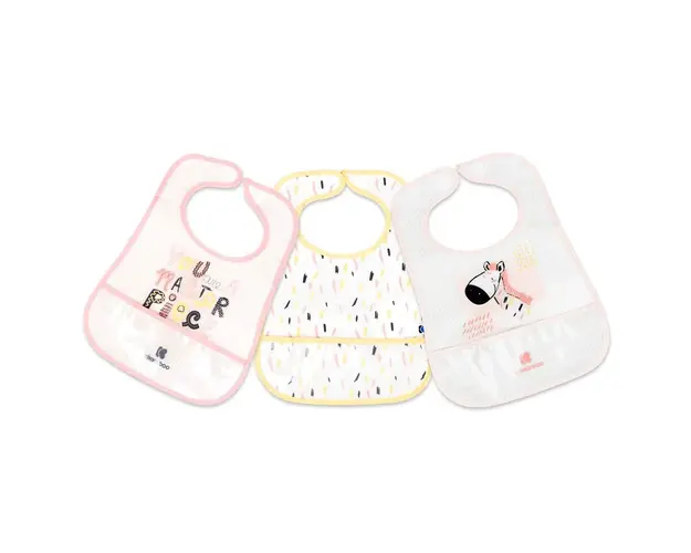 Set 3 bavete cu buzunar Kikka Boo Arty Roz