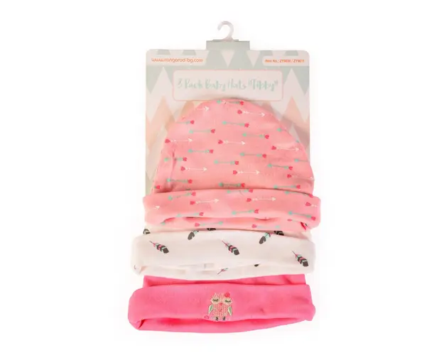Set 3 caciulite pentru bebelusi Cangaroo Tibby pink