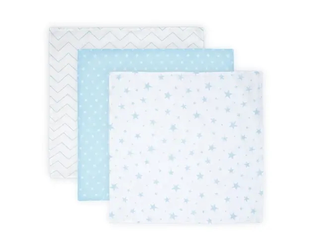 Set 3 scutece din bumbac 80x80 Lorelli blue