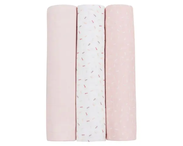 Set 3 scutece muselina Kikka Boo 100 x 100 cm Confetti Roz