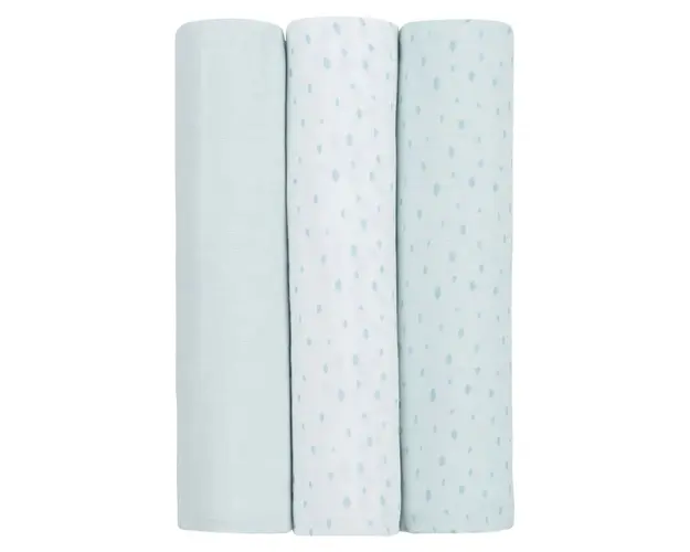 Set 3 scutece muselina Kikka Boo 100 x 100 cm Dots Albastre