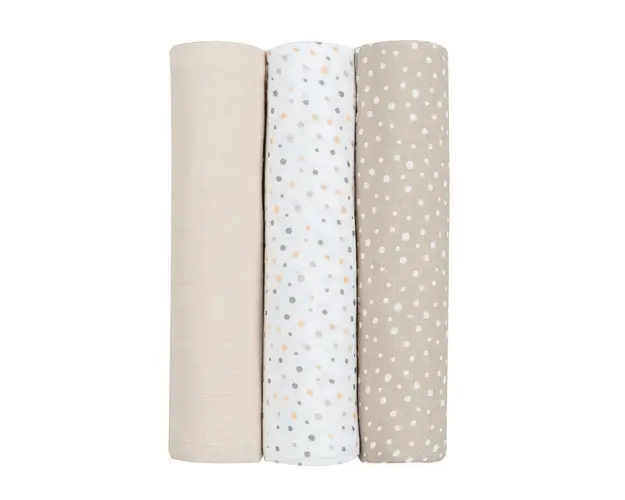 Set 3 scutece muselina Kikka Boo 100 x 100 cm Dots Bej