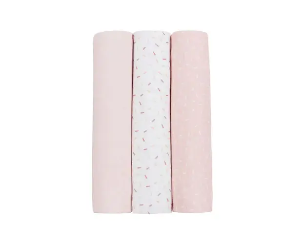Set 3 scutece muselina Kikka Boo 80 x 80 cm Confetti Roz