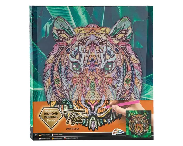 Set creatie tablou cu diamante Grafix Diamond Painting Tigru 30x30 cm