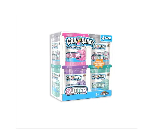 Set creativ cu 4 recipiente Slime cu sclipici CrazArt Cra-Z-Slimy Glitter 340g