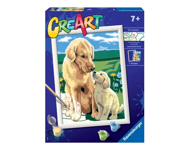 Set creativ Pictura pe numere Ravensburger CreArt Catel cu Pui