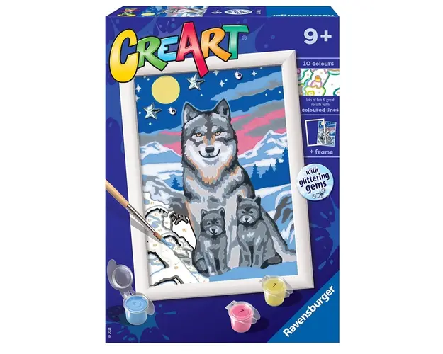 Set creativ pictura pe numere Ravensburger Familie de Lupi