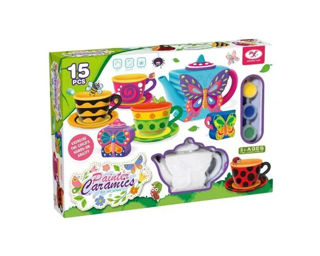 Set de ceai ceramic de pictat cu fluturi Tea Service Butterflies 15 piese