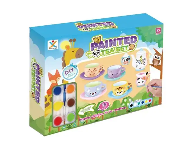 Set de ceai ceramic de pictat Tea Set Animals 18 piese
