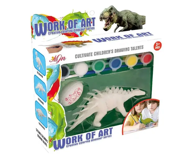 Set de colorat cu dinozauri Ntoys Work Of Art Stegosaurus sau Tyrannosaurus Rex