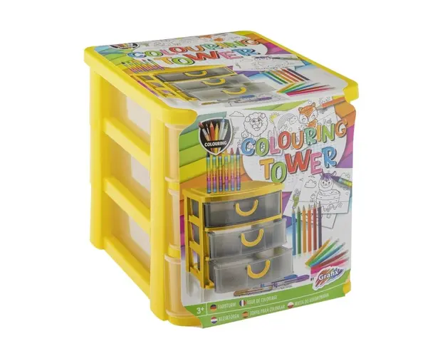 Set de colorat cu suport cu 3 sertare Grafix