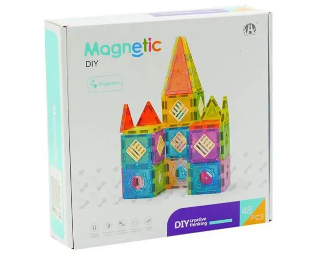 Set de constructie cu magneti castel 48 piese