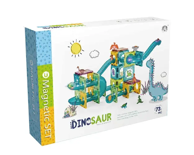 Set de constructie cu magneti Magnetic Blocks Dinozauri 73 piese