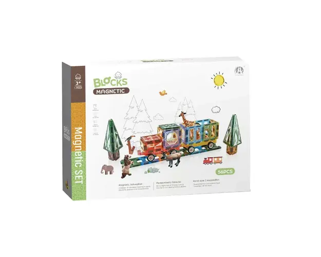 Set de constructie cu magneti si animale 58 piese