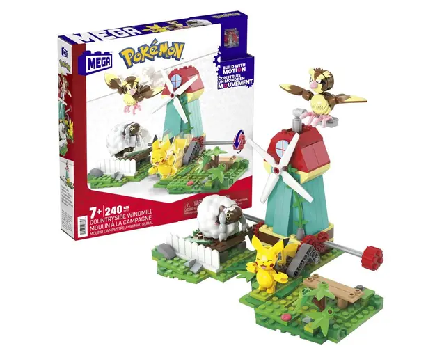 Set de constructie Mega Bloks Pokemon Countryside Windmill 240 piese