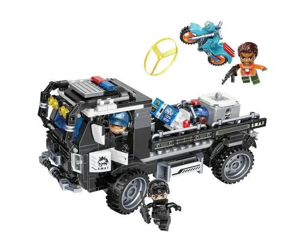 Set de constructie Qman Masina de Politie Roaring Thunder 352 piese