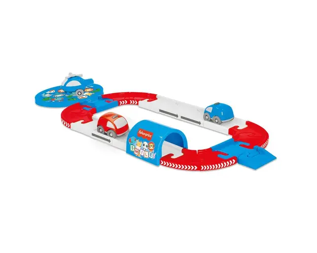 Set de joaca circuit 24 piese cu masinute si elicopter Fisher Price