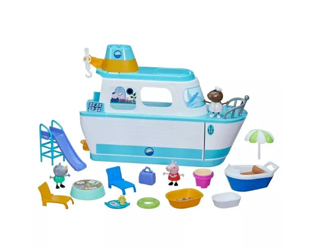 Set de joaca cu 3 figurine Hasbro Pepa Pig Nava de Croaziera