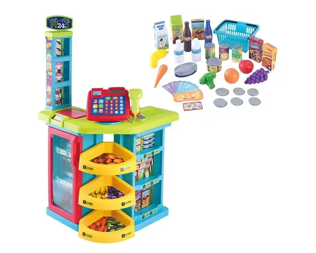 Set de joaca magazin alimentar cu casierie PlayGo 64 piese
