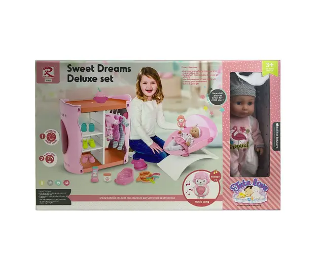 Set deluxe cu sifonier, leagan si bebelus Tutu Love