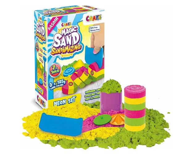 Set nisip kinetic neon cu accesorii Craze Sandamazing