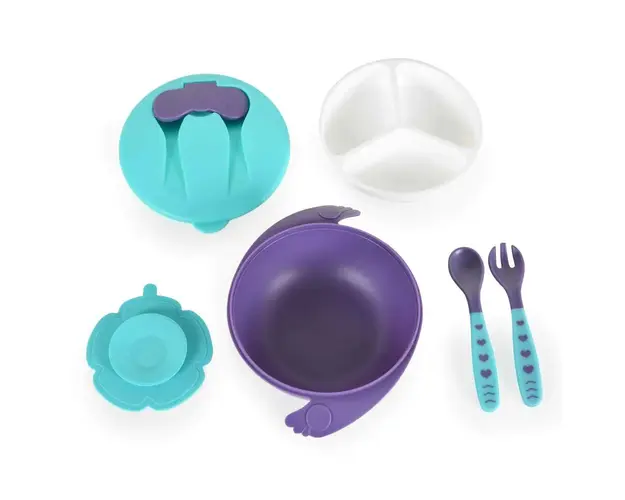 Set vesela pentru bebelusi Cangaroo Jelly Blue 5 piese