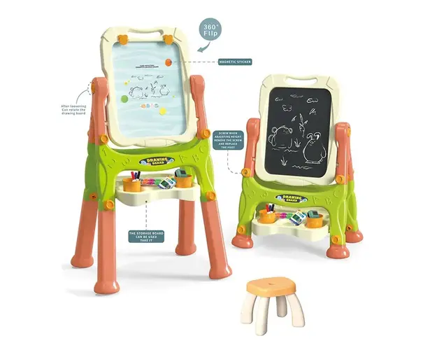 Tabla magnetica 3 in 1 cu doua fete si scaun Ocie Fun Artist