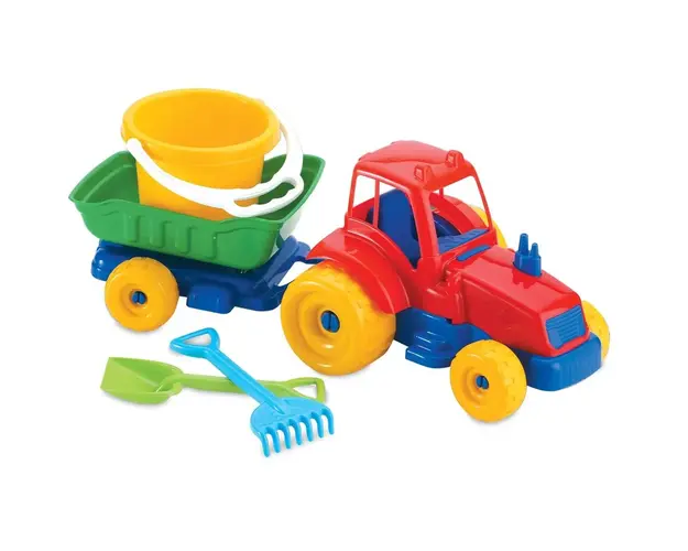 Tractor cu remorca, galetusa si unelte pentru nisip Dede