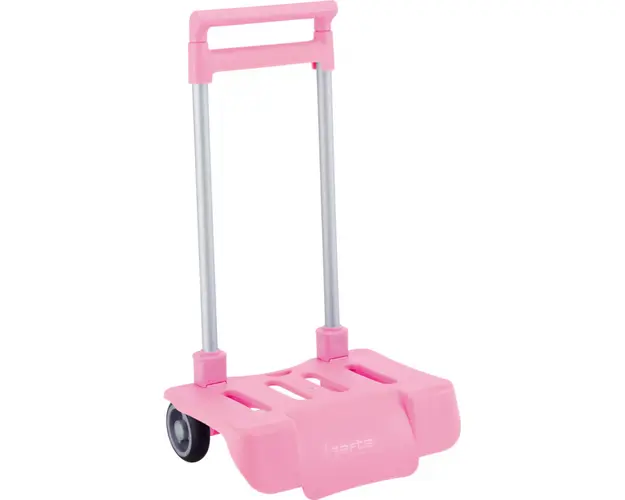 Troler pliabil cu maner Roz pentru ghiozdan