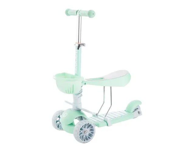 Trotineta cu scaun 3 roti unisex peste 1 an Kikka Makani 3 in 1 BonBon verde cu luminite