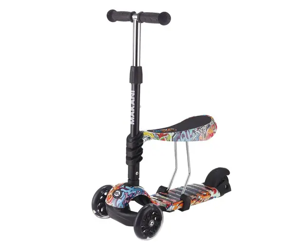 Trotineta cu scaun 3 roti unisex peste 18 luni Kikkaride 3 in 1 Ride and Skate Scretch cu luminite