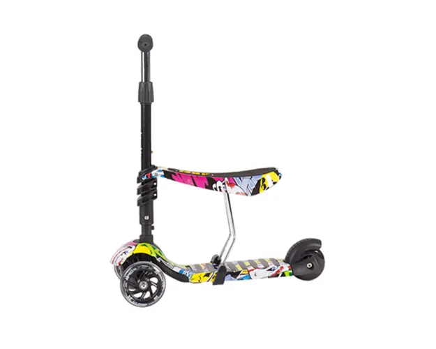 Trotineta cu scaun 3 roti unisex peste 18 luni Kikkaride 3 in 1 Ride and Skate Train cu luminite